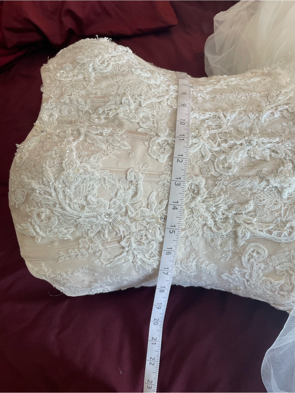 Oleg Cassini Strapless Ivory Ball Gown Wedding Dress - Picture 9 of 13